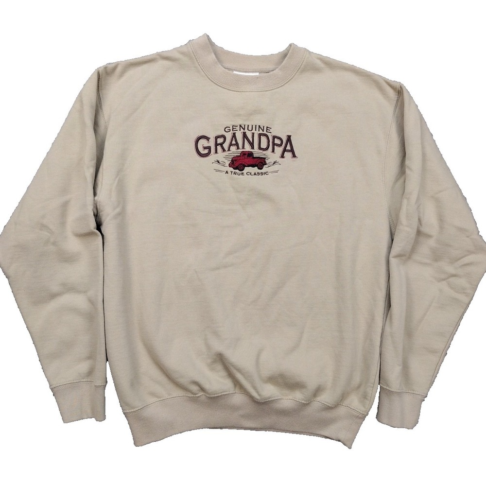 Vintage Grandpa Sweatshirt Mens Large Classic Car Embroidered Pullover Crewneck